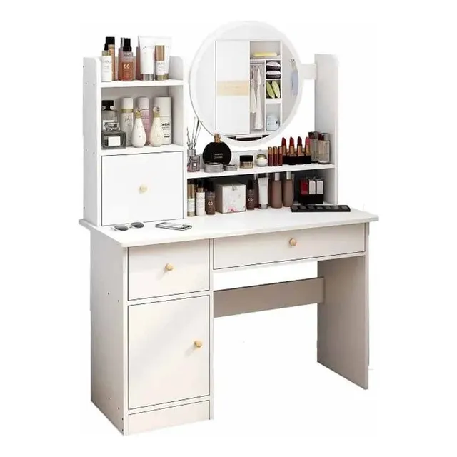 Cajón Recamara Y Tocador Vanity Top Living Con Espejo Color Blanco