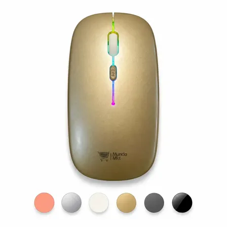 Mouse Inalámbrico MKT RGB Silencioso, Recargable y de Doble Conexión