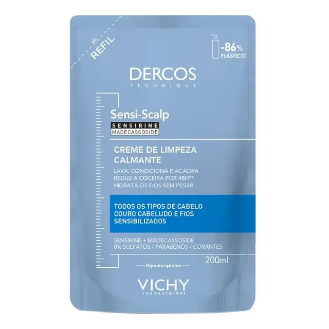 Creme De Limpeza Capilar Dercos Sensi-scalp Calmante Para Cabelos Sensíveis Refil 200ml Vichy