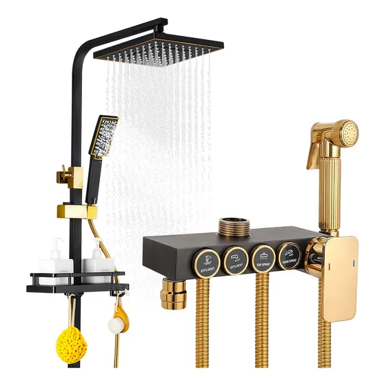 Regadera Cuadrada Kit Alta Presión Baño Ducha De Lujo