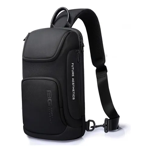 Mochila Pechera Bange, The Sling Bag Con Multiples Bolsillos Color Negro