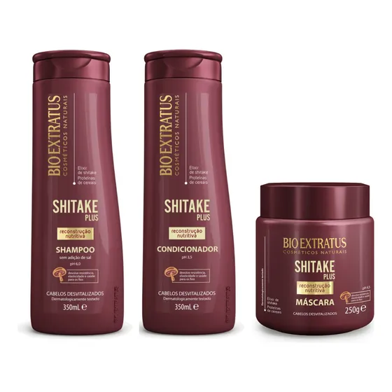 Kit Shitake Bio Extratus 3 Produtos Reconstrução Nutritiva