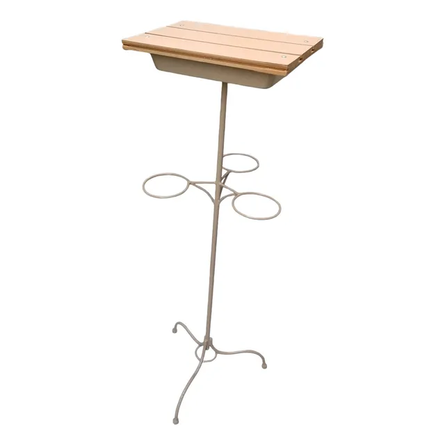 Pie Jaula Pájaro Hierro C/ Madera Gris
