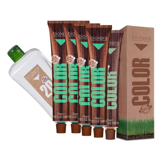 Combo 5 Coloração Orgânica Biokera 70ml + Oxidante 1l Salerm