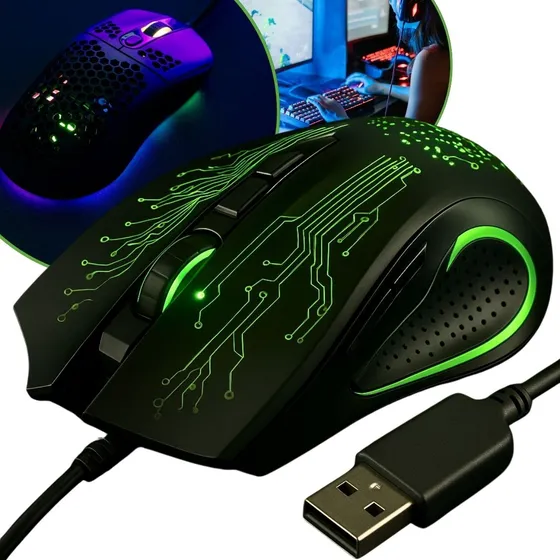 Mouse Gamer Fio Usb Para Jogos 2400 Dpi Led Rgb Drag Click