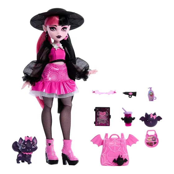 Monster High Muñeca, Draculaura Con Cabello Rosa Y Negro
