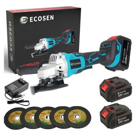 Esmerilhadeira Angular Ecosen 11000 Rpm Sem Fio 20v Bateria Azul Azul-celeste 21v 60hz