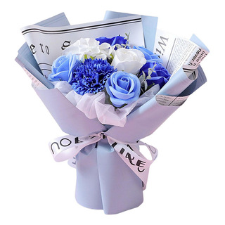 Ramo De Flores De Rosa De Jabón Artificial Rosa Eterna Azul Ramo De Flores De Rosa De Jabón Artificial Rosa Eterna Azul