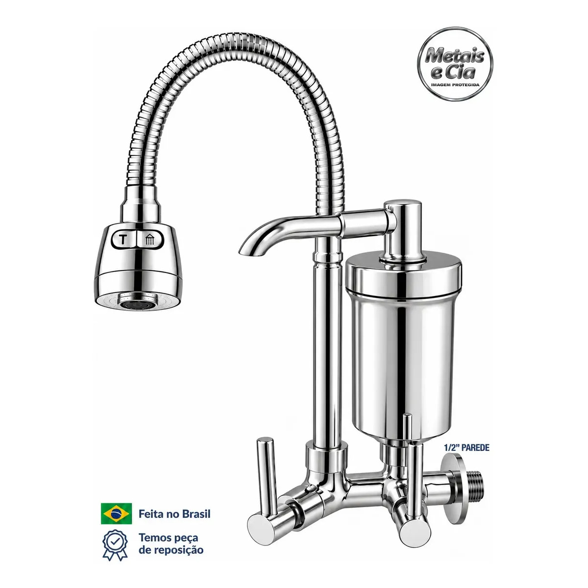 Torneira Com Filtro Gourmet Flexível Filtro Cozinha Parede Bica Com Filtro Cromado Purificador De Agua