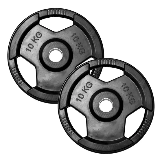 Set 2 Discos Pre Olímpico De 10kg Engomado Con Agarres