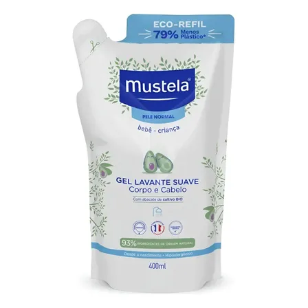 Refil Gel Lavante Suave Mustela 400ml Para Mãos E Corpo
