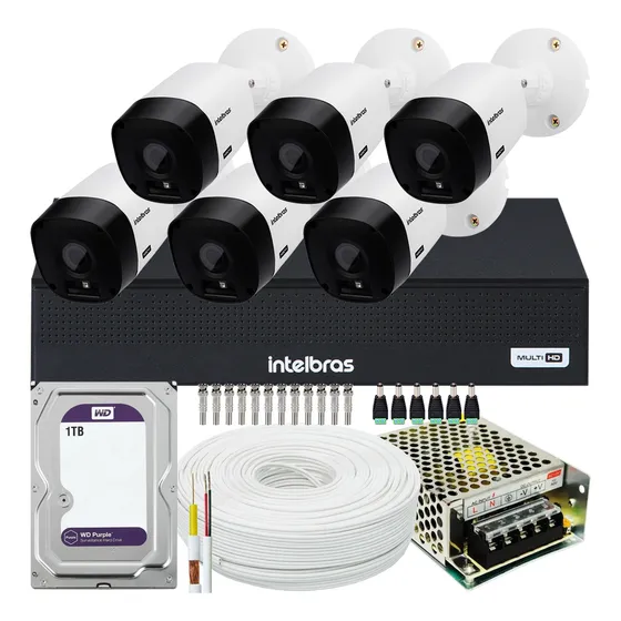 Kit 6 Câmeras Intelbras Multi Hd 1120b Dvr 8ch 1tb Wd Purple