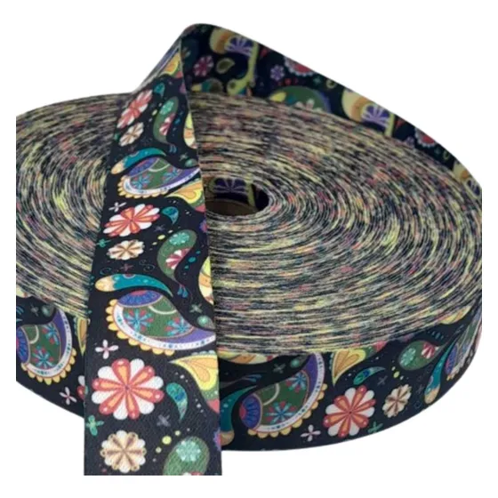 Alça Fita Estampada Esmeralda Material 10 Metros 30mm