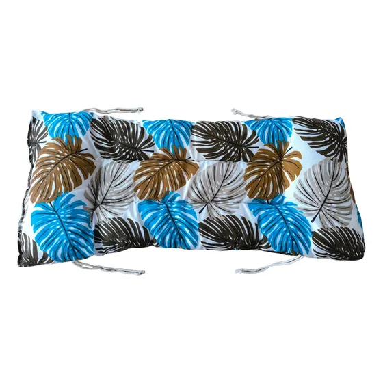 Almofada Futon 1,00 X 0,40 Cm Para Cadeira E Banco Cor 03 Azul E Marrom