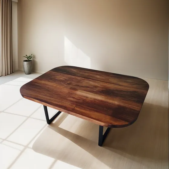 Mesa De Centro En Madera De Parota Estructura De Acero