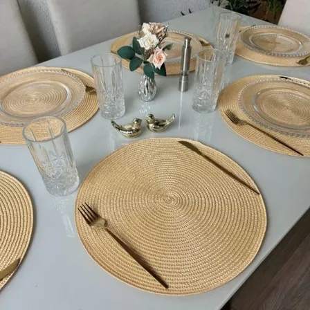 Jogo Americano Redondo Sousplat Supla Mesa Posta 6 Peças Cor