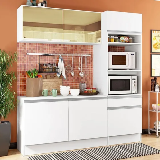 Cocina Integral Completa Modular Madesa Diamante Pop con Encimera Color Blanco