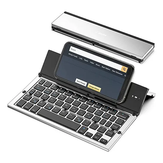 Teclado Bluetooth Sem Fio Dobrável Portátil