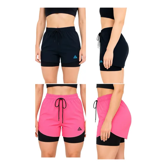 Pack X2 Pantalonetas Short Con Lycra Ripple Original Dama