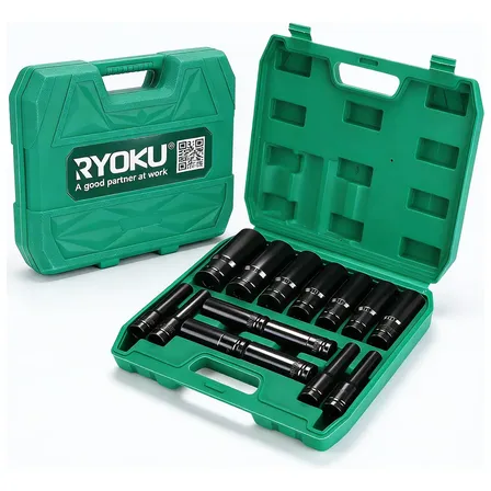 15pcs Jogo Soquete Longo Sextavado Impacto 1/2 8 A 32 Mm Preto