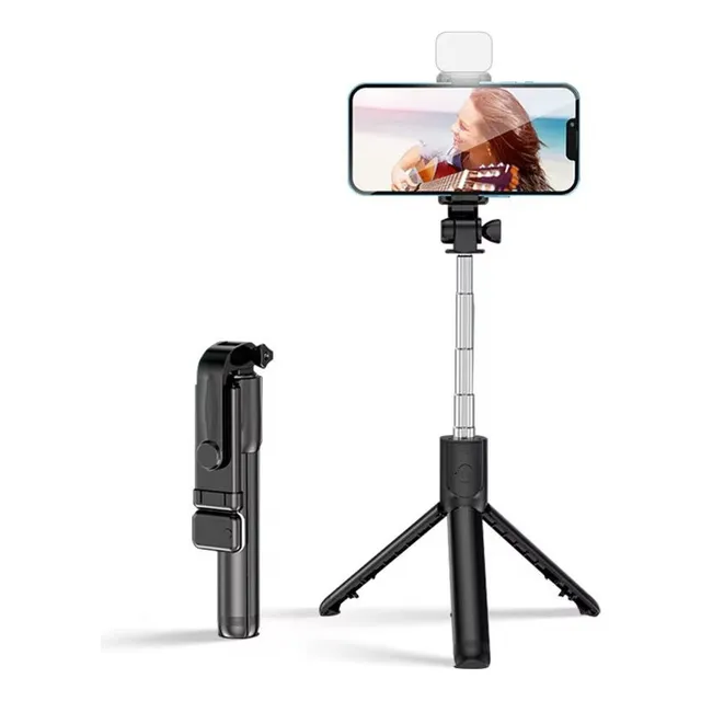 Bastão Pau Selfie Tripé Controle Bluetooth C/ Luz Led 70cm