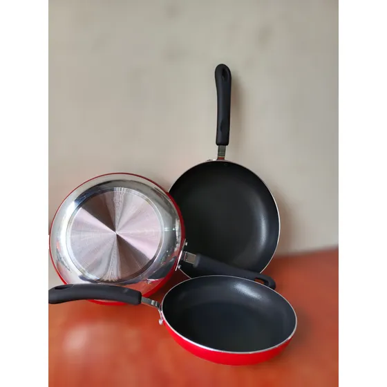 Juego De 3 Sartenes Rojas Salcar