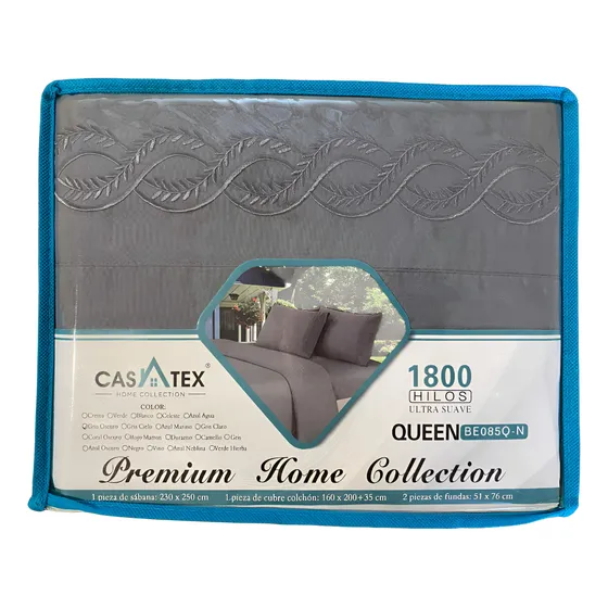 Sabanas Queen 2 Plazas Y Media Lisas Casatex Premium Home Gris Oscuro Liso
