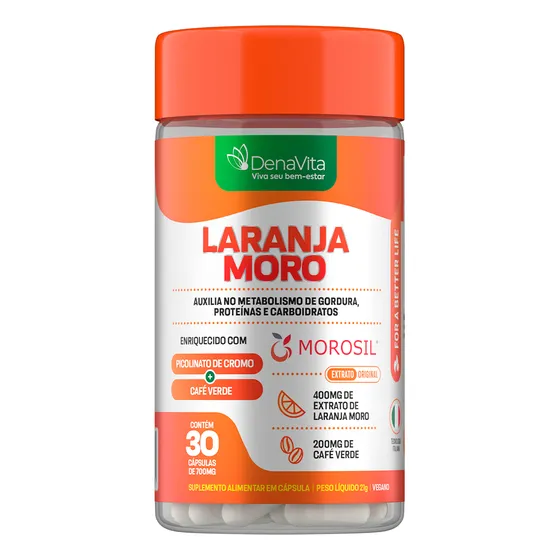 Laranja Moro + Cromo + Café Verde - Denavita Sabor Extrato De Laranja Moro 30 Cápsulas