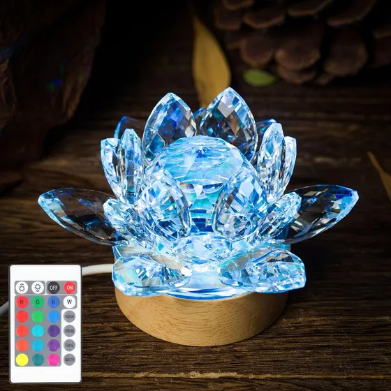 Luz De Loto De Cristal Led - Lámpara De Flor De Loto Aliment
