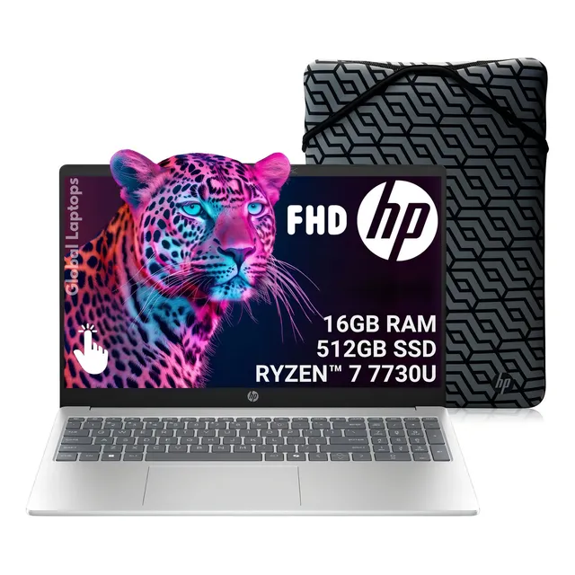HP Ryzen 7 7730u 16 GB de RAM 512 GB Ssd Pantalla táctil 15.6 Fhd 1920 px x 1080 px Amd Radeon Graphics Laptop 15-fc00477 Incluye Windows Instalado Con Regalo
