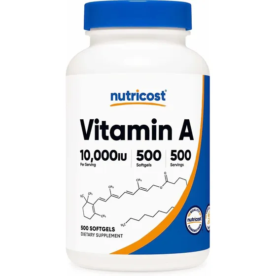 Original Nutricost Vitamina A 10000 Ui, 500 Cap Gel, 500 Ser