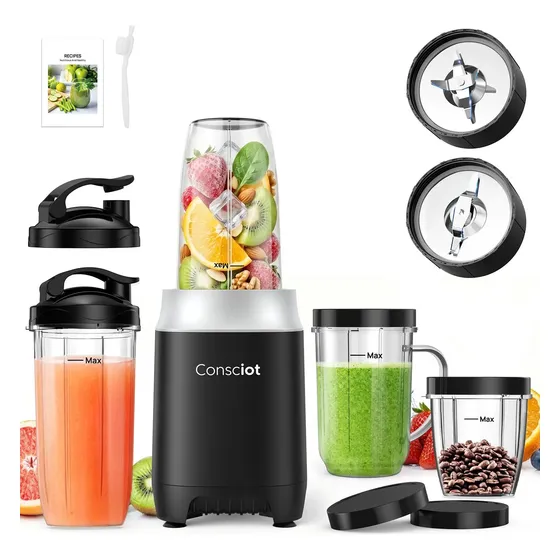 Combinación De Batidora Consciot Cb10 De 16 Piezas Con Motor Negro