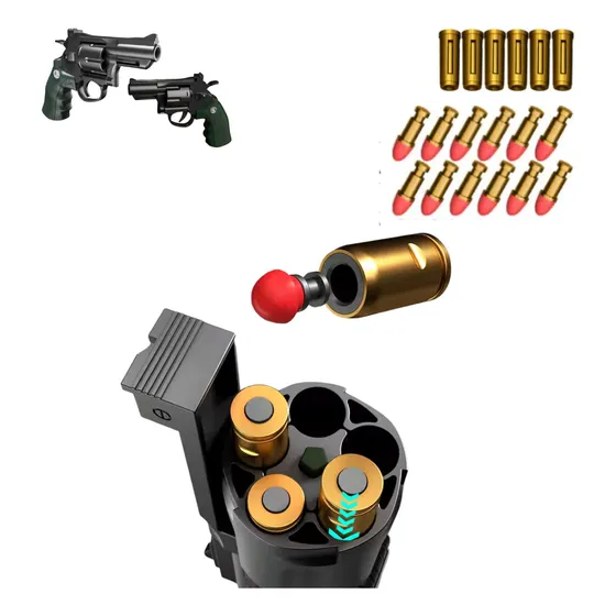 Dardos E Capsulas De Brinquedo Revolver 38 Reposição Refil