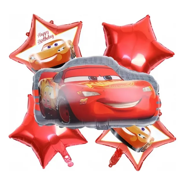 Kit 5 Globos Rayo Mcqueen Cars Decoracion Cumpleaños Fiesta