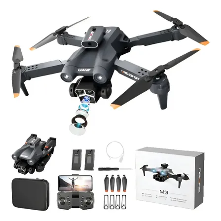 Mini Drone M3 Com Câmera Hd Preto 2.4ghz 8k Fpv 2 Baterias Preto