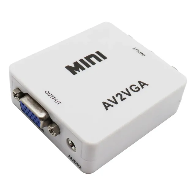 Adaptador Convertidor Av A Vga Audio Video Tv Pc X1 Blanco
