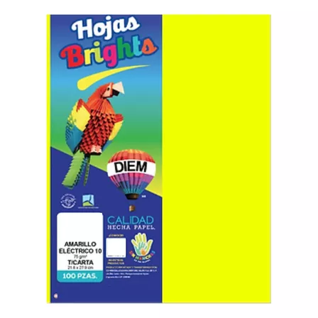 100 Hojas De Papel De Color Tamaño Carta Manualidades Color Amarillo eléctrico neón