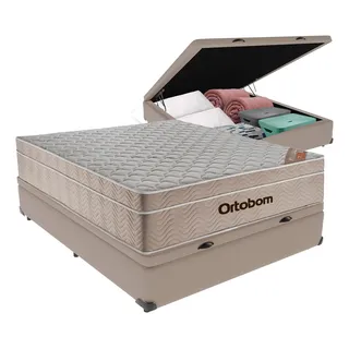 Cama Box BaĂș Ortobom Airtech Springpocket Casal ColchĂŁo Bege Cama Box BaĂș Ortobom Airtech Springpocket Casal ColchĂŁo Bege