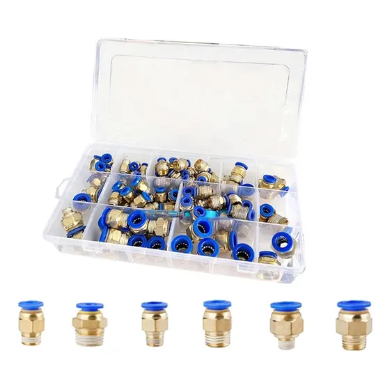 50pzs Conector Neumático Rápido Racor Latón 6,8,10mm 1/4 1/8