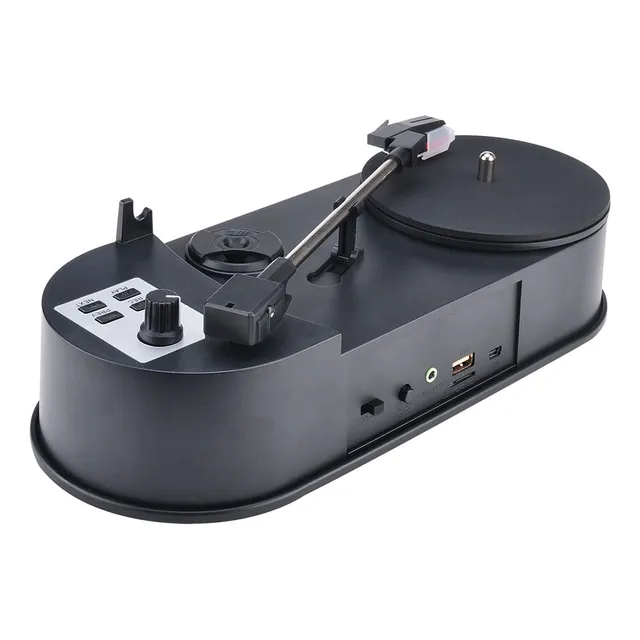 Tocadiscos Conversor De Vinilo A Mp3 Con Auxiliar, 2 S, Negr