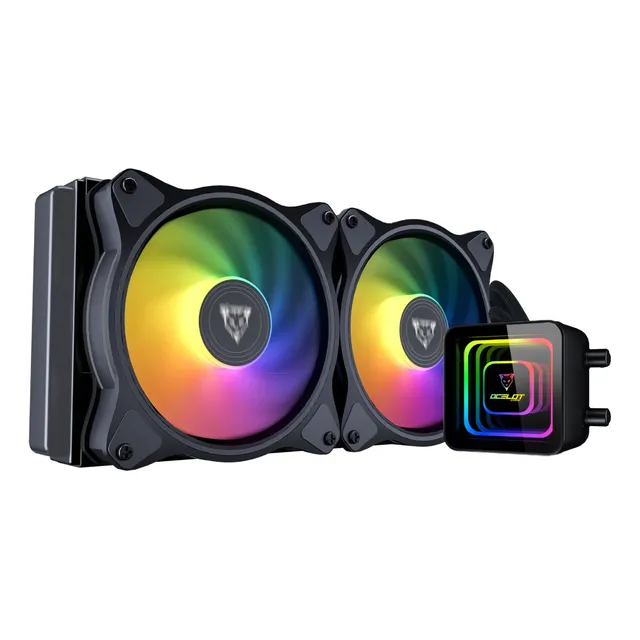 Enfriamiento Líquido Gamer Ocelot Disipador Ventilador de 240mm Iluminación ARGB Color Negro Modelo OEL240
