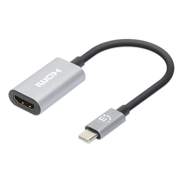 Adaptador Usb C Macho A Hdmi Hembra Manhattan 153973 4k60hz Color Plateado
