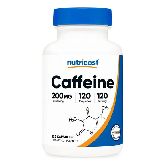 Suplemento Nutricost, Píldoras De Cafeína, 200 Mg, 120 Cápsu