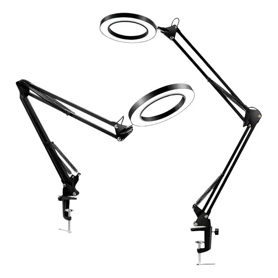 Lupa 10x Lampara Velador Led 3 Tonos Retractil Articulada, Stnffive