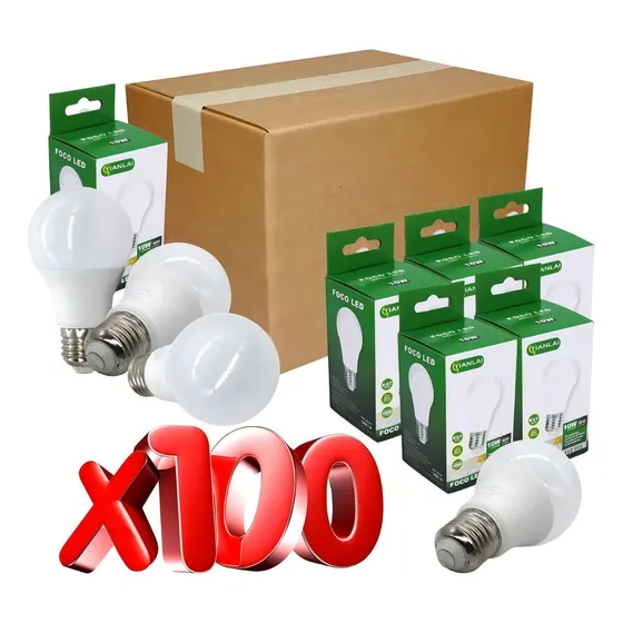 Caja 100pz Foco 10w Led Ahorrador E27 Tianlai 700lm Luz Bca Luz Blanco