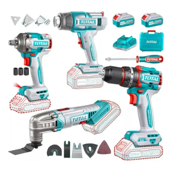 Kit Taladro + Llave + Pistola De Calor+ Multiherramienta