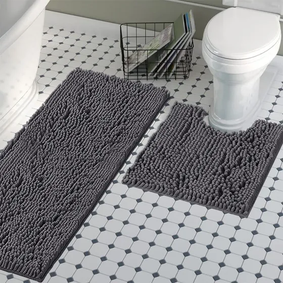 Alfombra Rectangular Baño 47 17  Color Gris