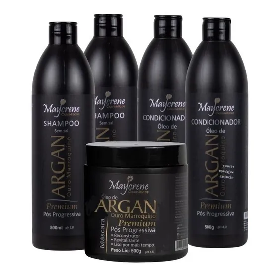 Kit Maycrene Óleo De Argan Premium (2 Shamp, 2 Cond, 1 Másc)