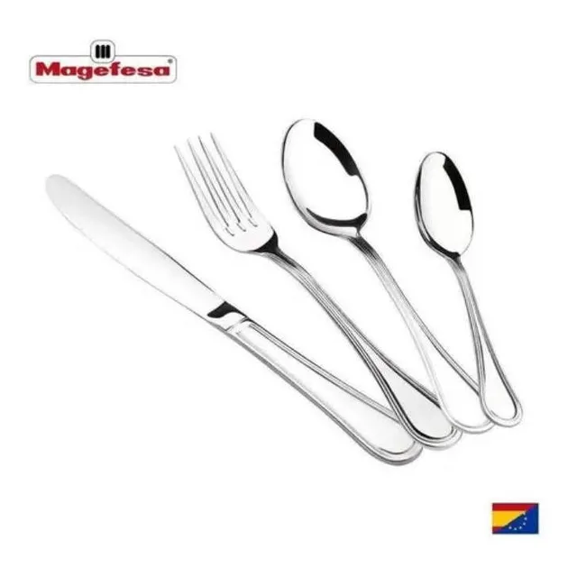 Juego De Cubiertos Bari 24 Pzas Acero Inoxidable Magefesa