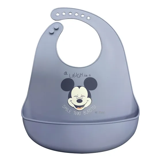 Babero Silicona Para Bebés Mediano Mickey 18,2 X 25,3 Cm Talle Único